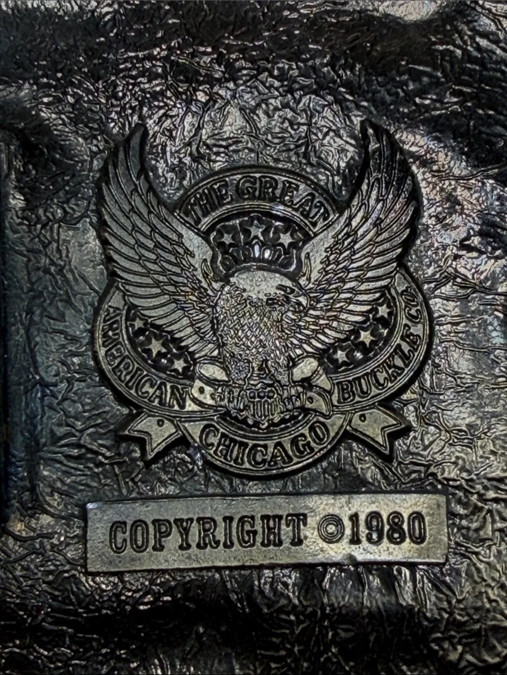 Solid Brass Big Sky Country MONTANA Antlers Eagle Mountains Belt Buckle Vintage
